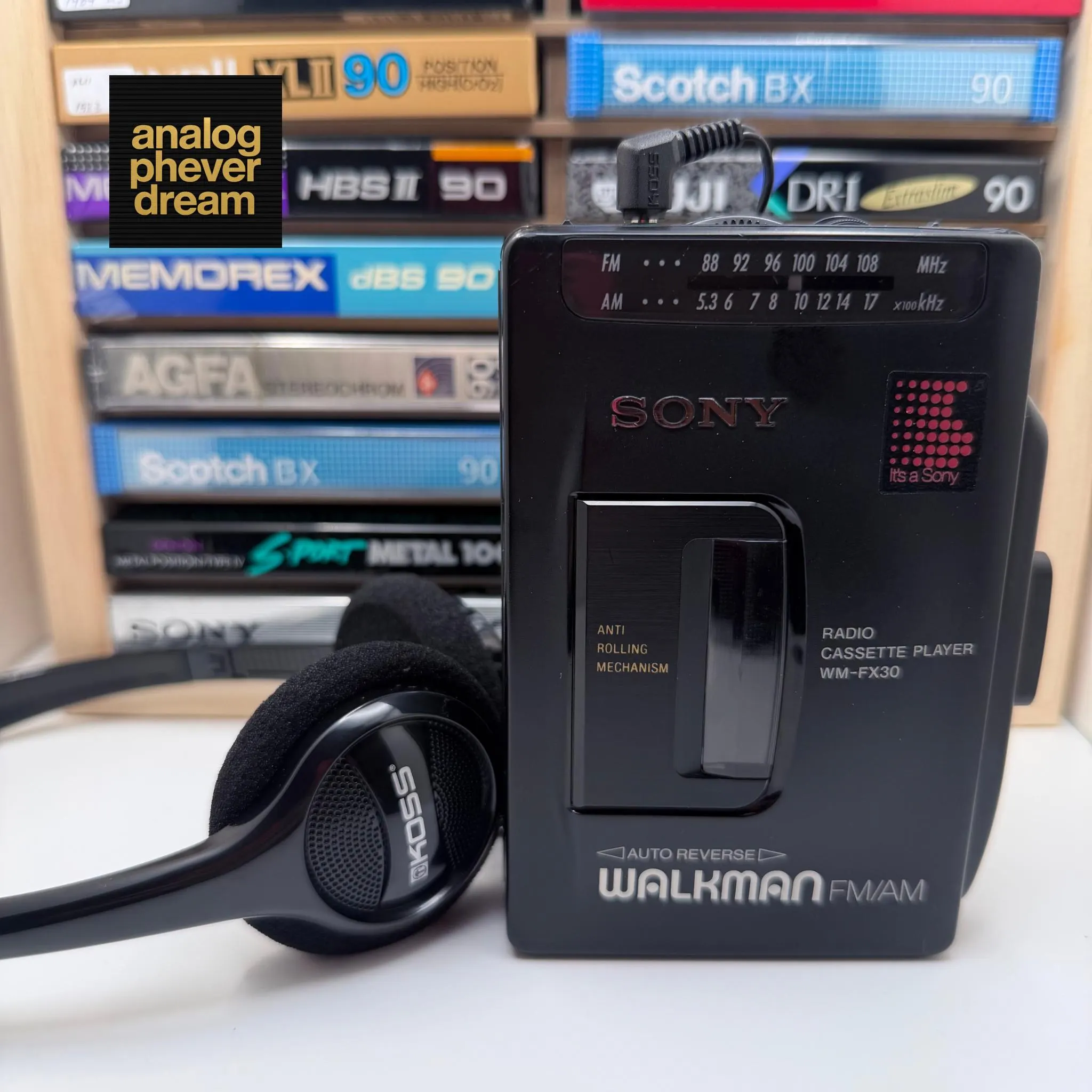 Restored Mint 1991 Sony WM-FX30 (Made in Japan) Cassette Walkman; Fully Serviced: Free Cassette + Headphones