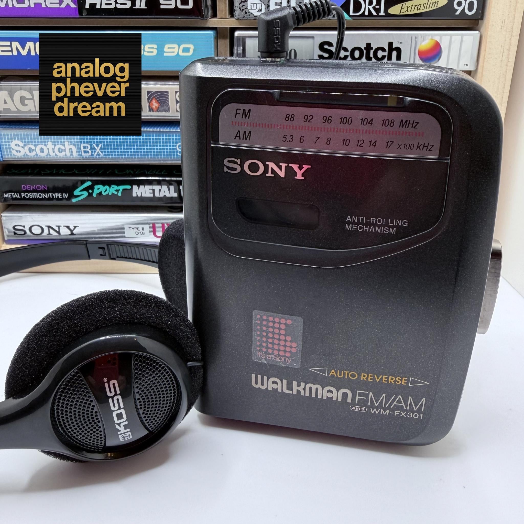mint 1994 SONY wm-fx301 cassette walkman; fully restored/serviced: free cassette + headphones