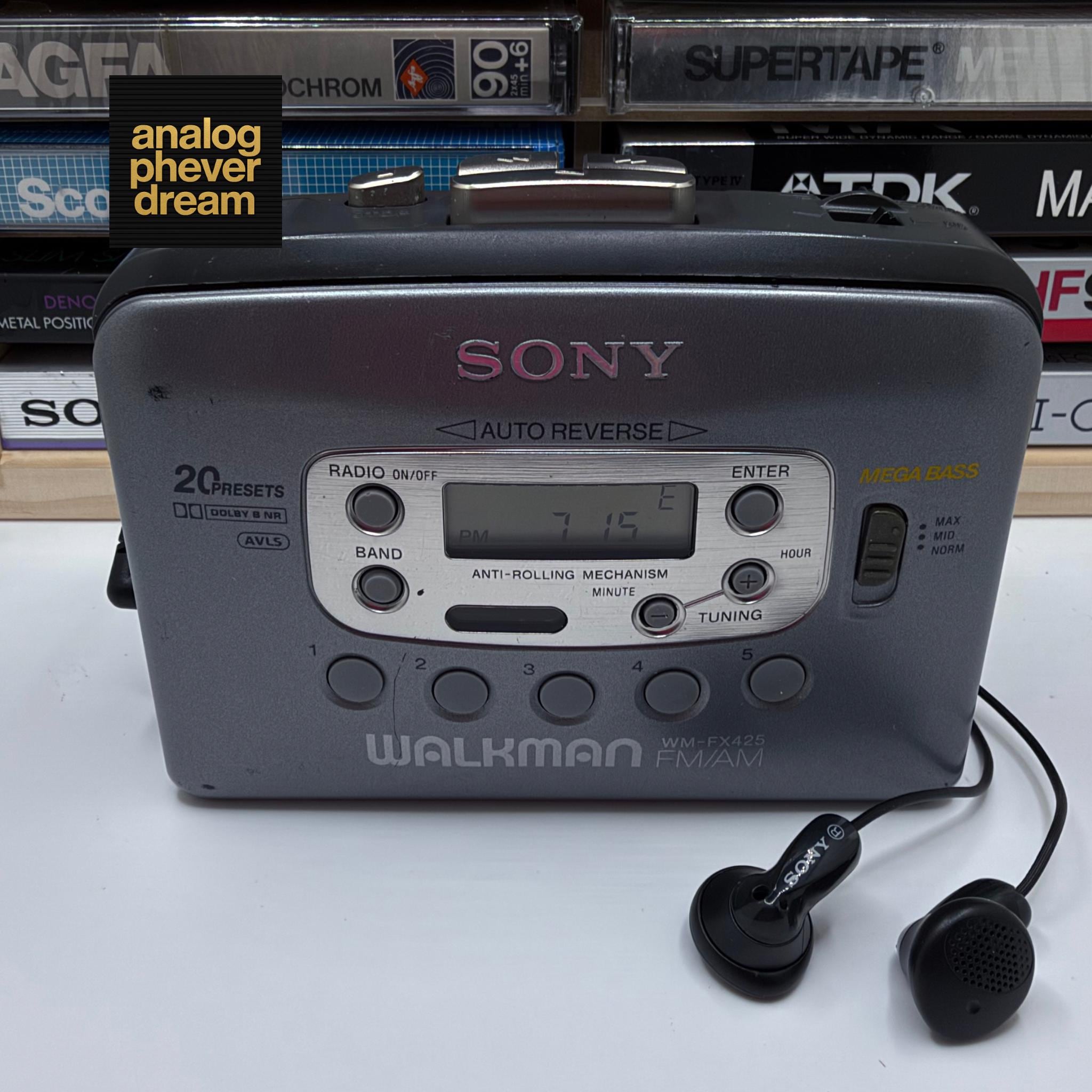 fantstic 1994 SONY wm-fx 425 cassette walkman (dolby b nr); fully restored/serviced: free cassette + headphones