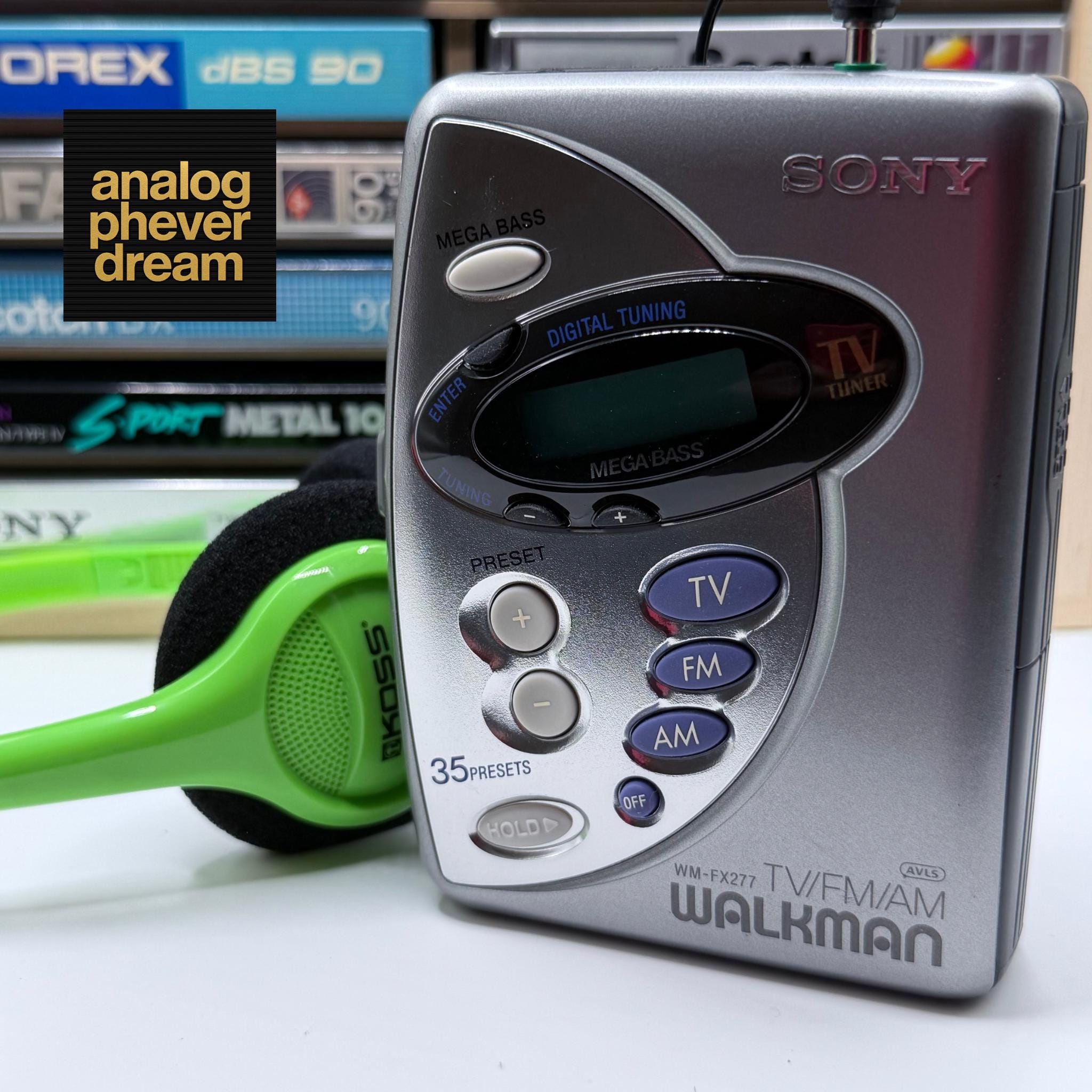 mint 1999 SONY wm-fx277 cassette walkman; fully restored: free cassette + headphones